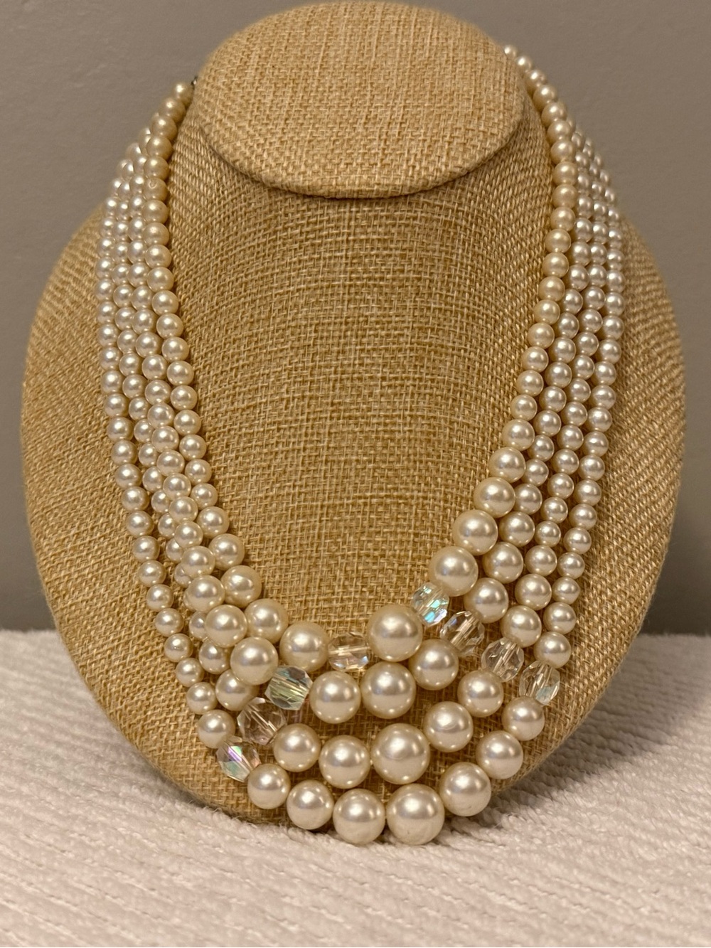 Japan vintage Multi-Strand Ivory Pearl Statement Necklace